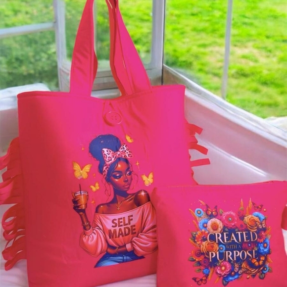 Vibrant Pink Tote Bag Set by - Picture 3 of 4